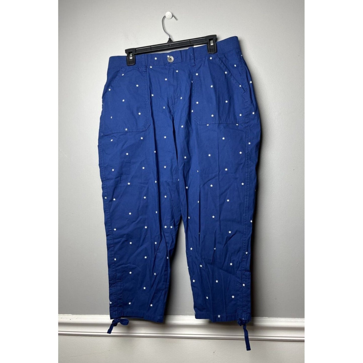 Style & Co Womens Printed Tie Hem Cropped Pants Size 14