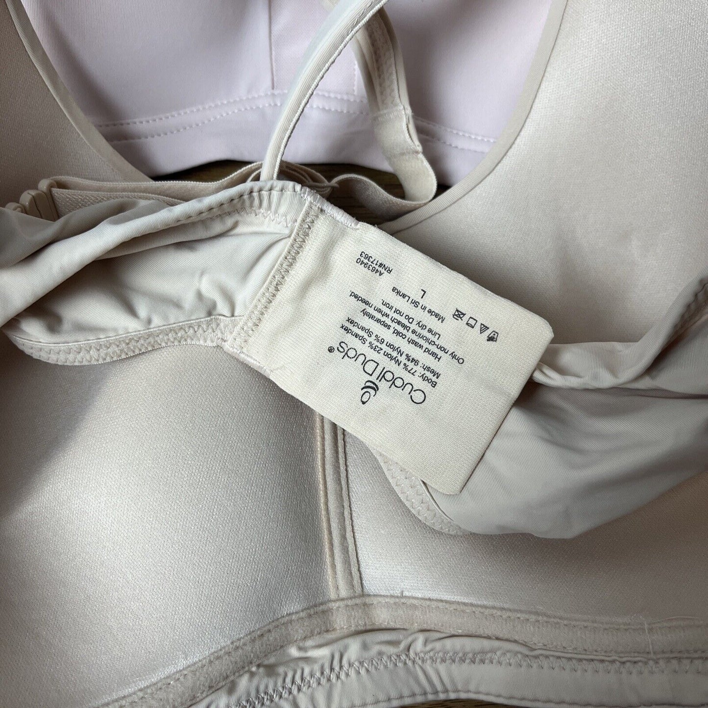 Cuddl Duds Sz L One Size Set of 2 Smooth Micro Lightly Lined Bra Pink and Beige