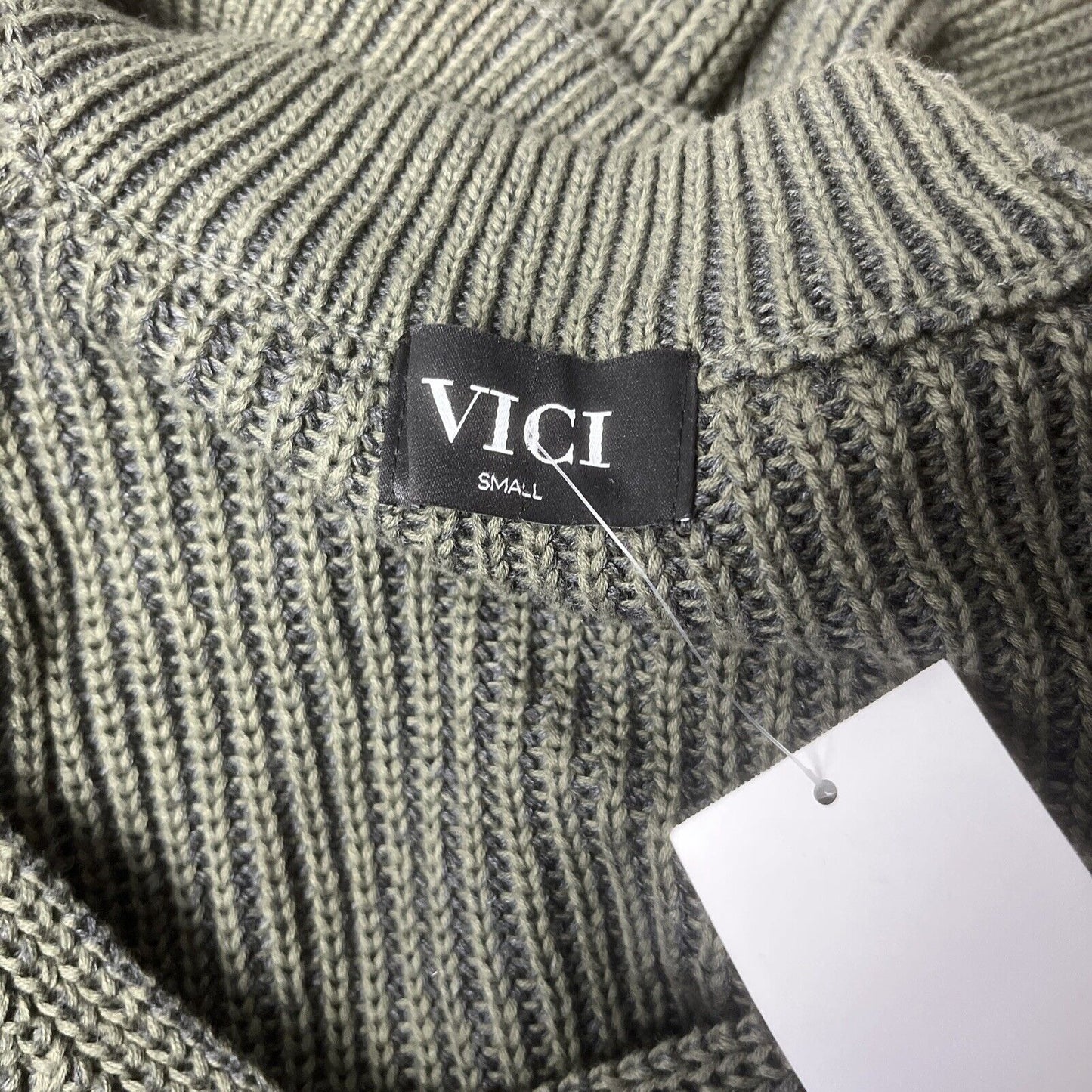 Vici Collection Women's Zip Sleeve Mock Neck Cotton Sweater In Dark Olive Small