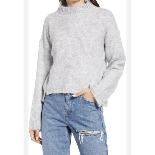 Topshop Mock Neck Crop Sweater Grey Size US 4 - 6 NWD