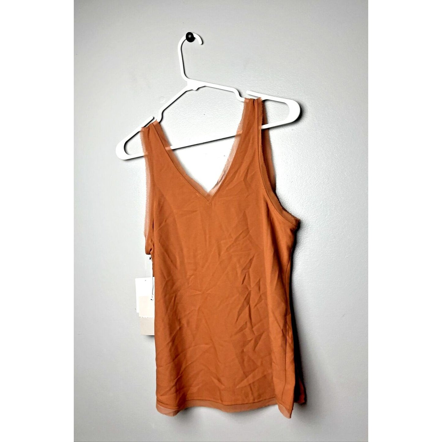 Chelsea 28 Raw Edge Rust Brown V Neck Top Size Small New With Tags!
