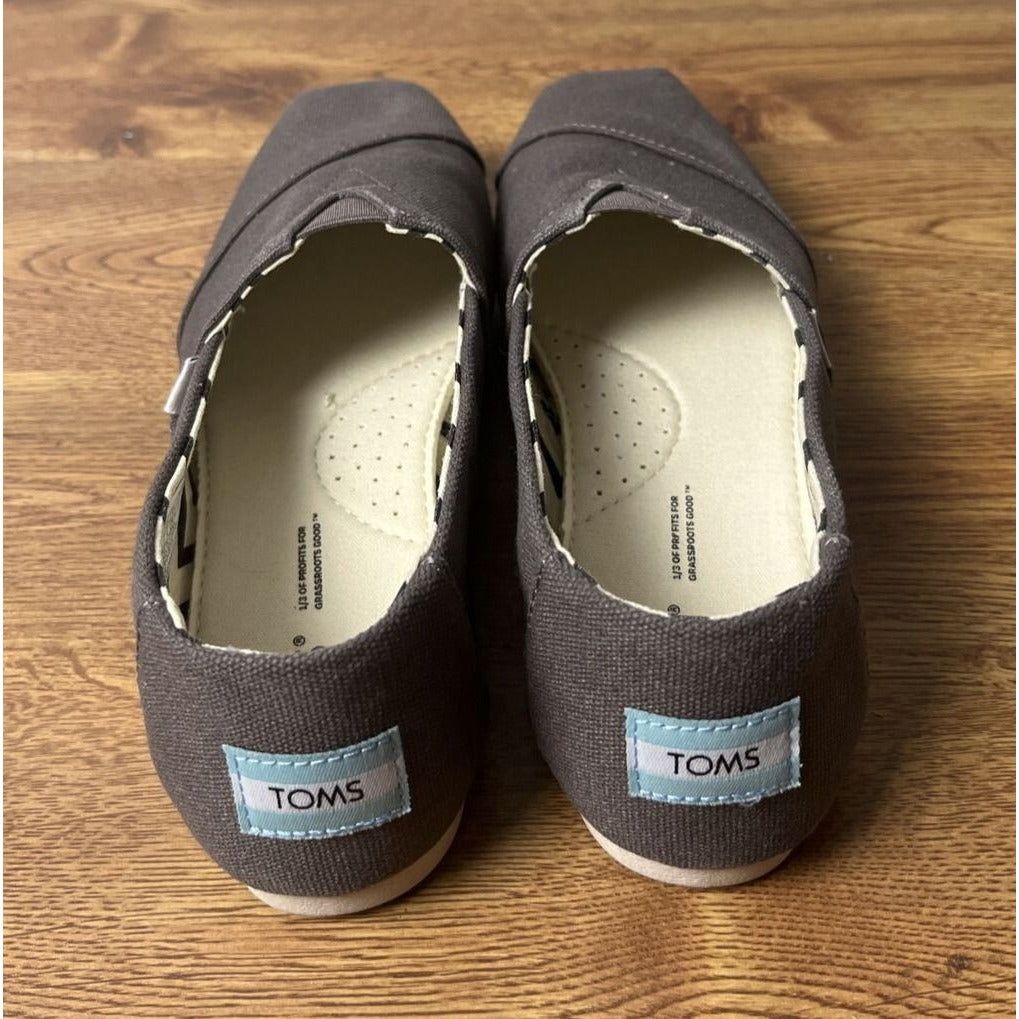 Toms Womens Alpargata Recycled Cotton Canvas Size 6 Color Ash Grey