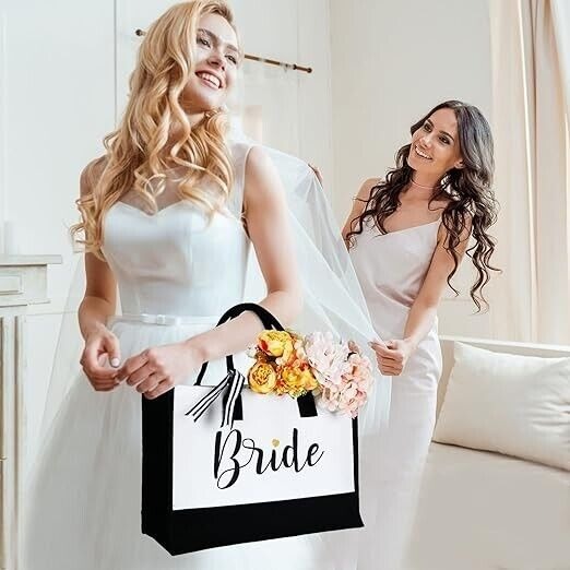 Lot of 12 Pieces Bride Canvas Tote Bags Bridal Shower GREAT BRIDE GIFTS!