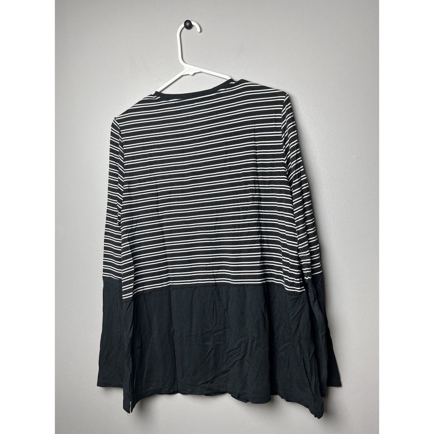 Cuddl Duds Softwear with Stretch Long Sleeve Top (Black Stripe, M) A517682