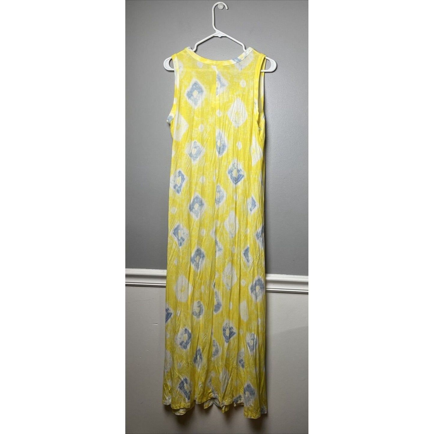 Style & Co (J23-78*) Petite Tie-Dye Knit Jersey Maxi Dress Yellow Sz PXL $59.50