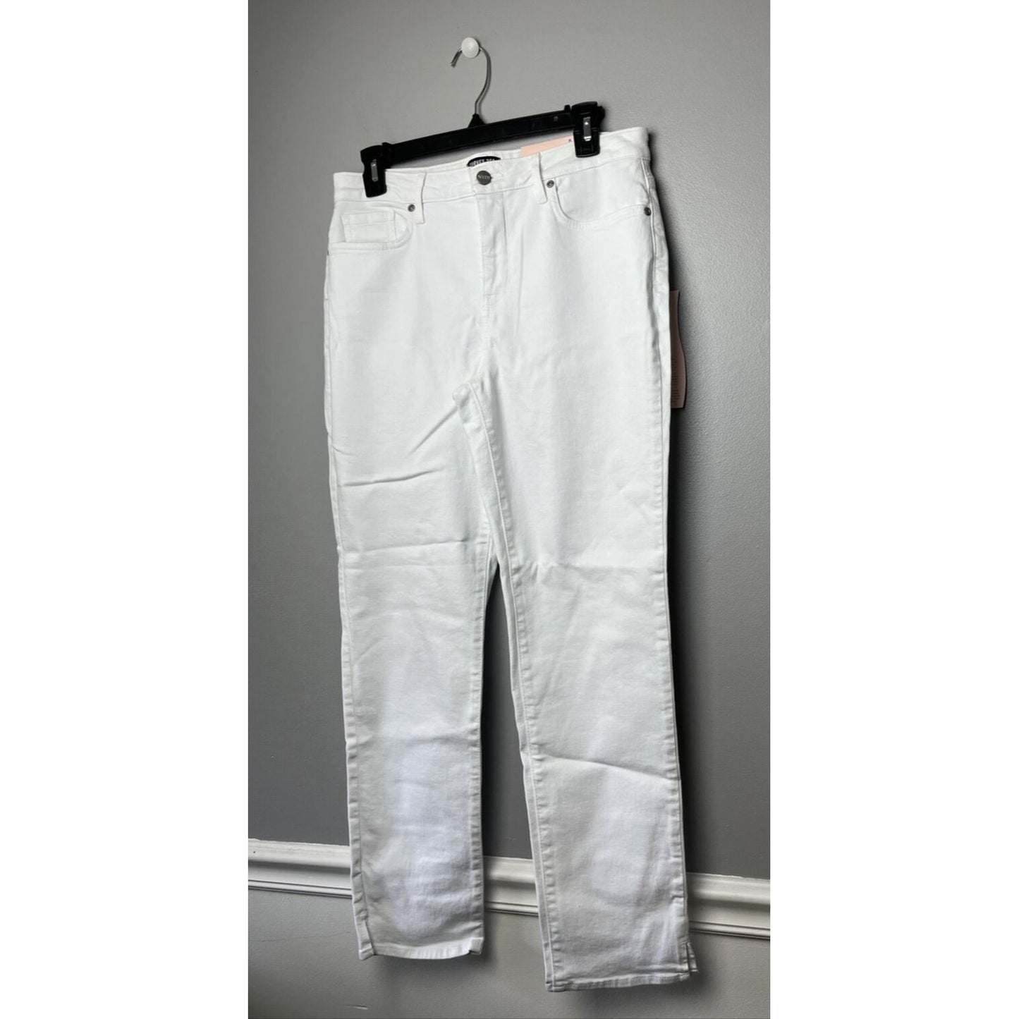 Curves 360 by NYDJ Slim Straight Ankle Jeans w/Side Slits NWT White Size 8