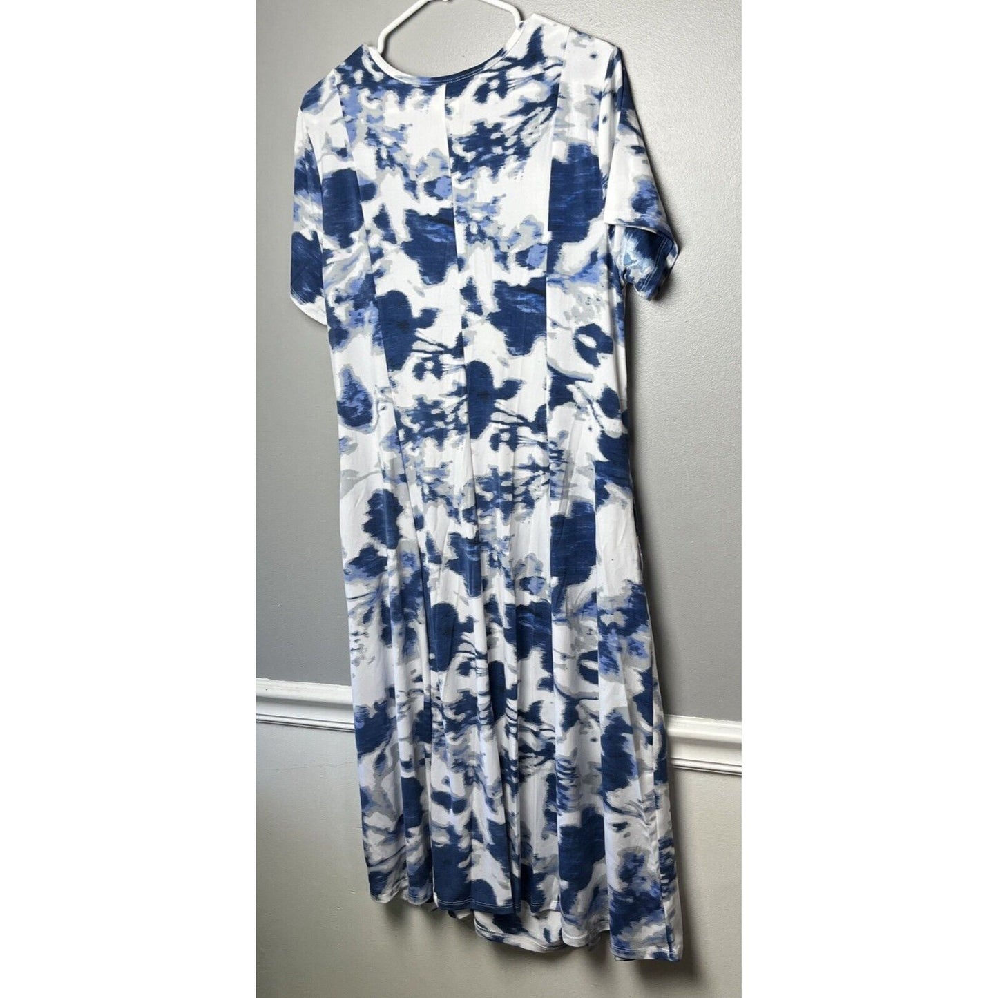 Truth + Style Regular Drape Jersey Cap Sleeve Dress Navy Watercolor L NWOT