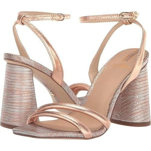 Sam Edelman Kia High Heel Sandals Size 6.5 Rose Gold Ankle Strap $120 MSRP