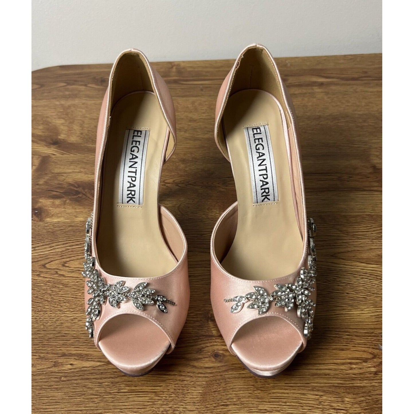 ELEGANTPARK Wedding High Heels Peep Toe Rhinestone Pink - Size 8