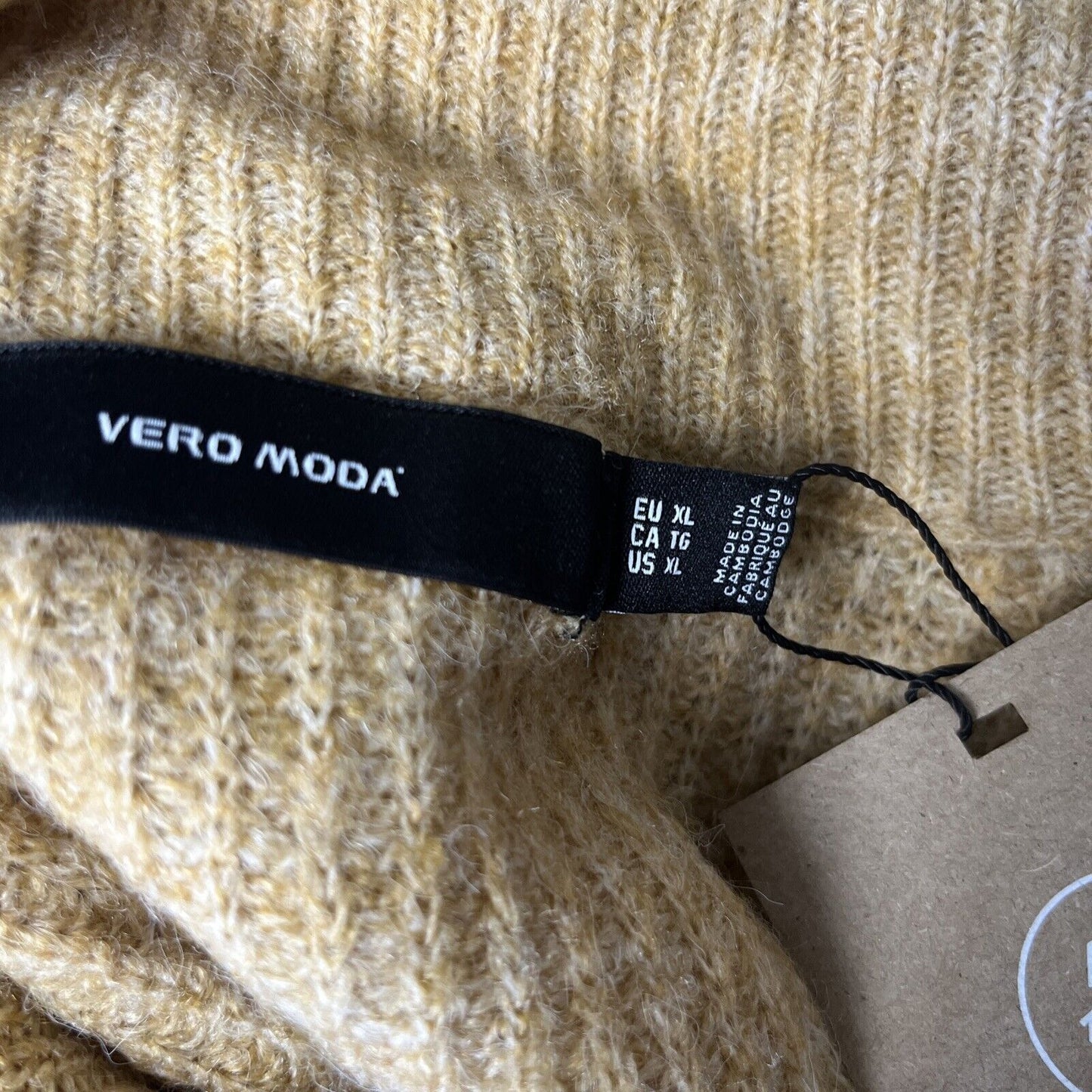 Vero Moda zip funnel neck sweater in camel size XL