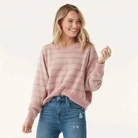 Splendid Collection Womens Sz XS Pullover Sweater Tradewinds Striped Gray/Pink