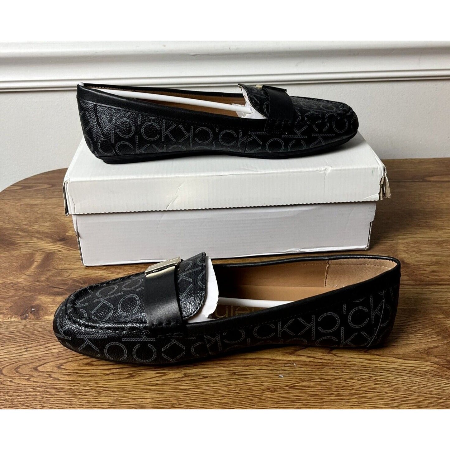 CALVIN KLEIN Womens Black Moc Toe Lisa Round Toe Slip On Loafers Shoes 10 M