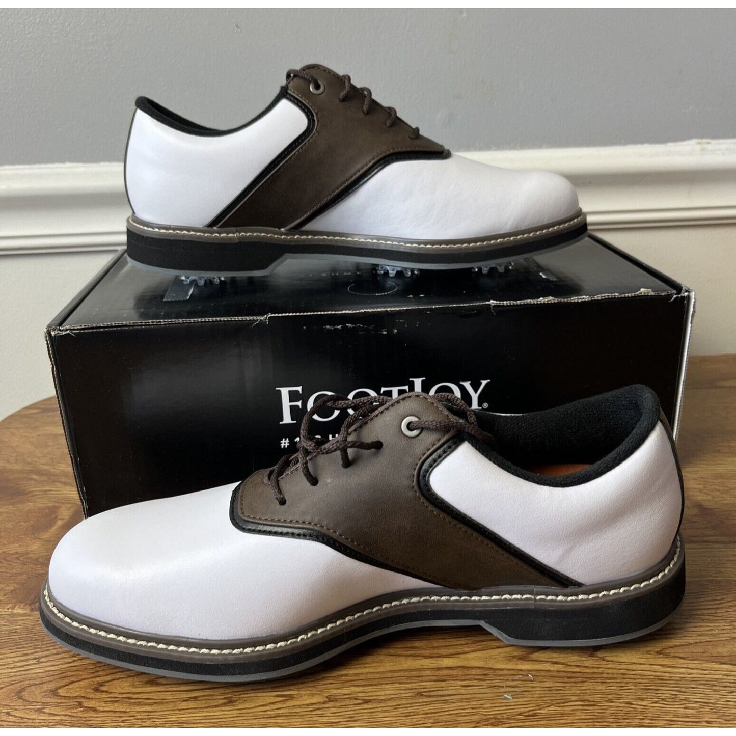 FootJoy FJ Originals 57022 White/Brown/Black Men Golf Shoes Size 8.5 XW