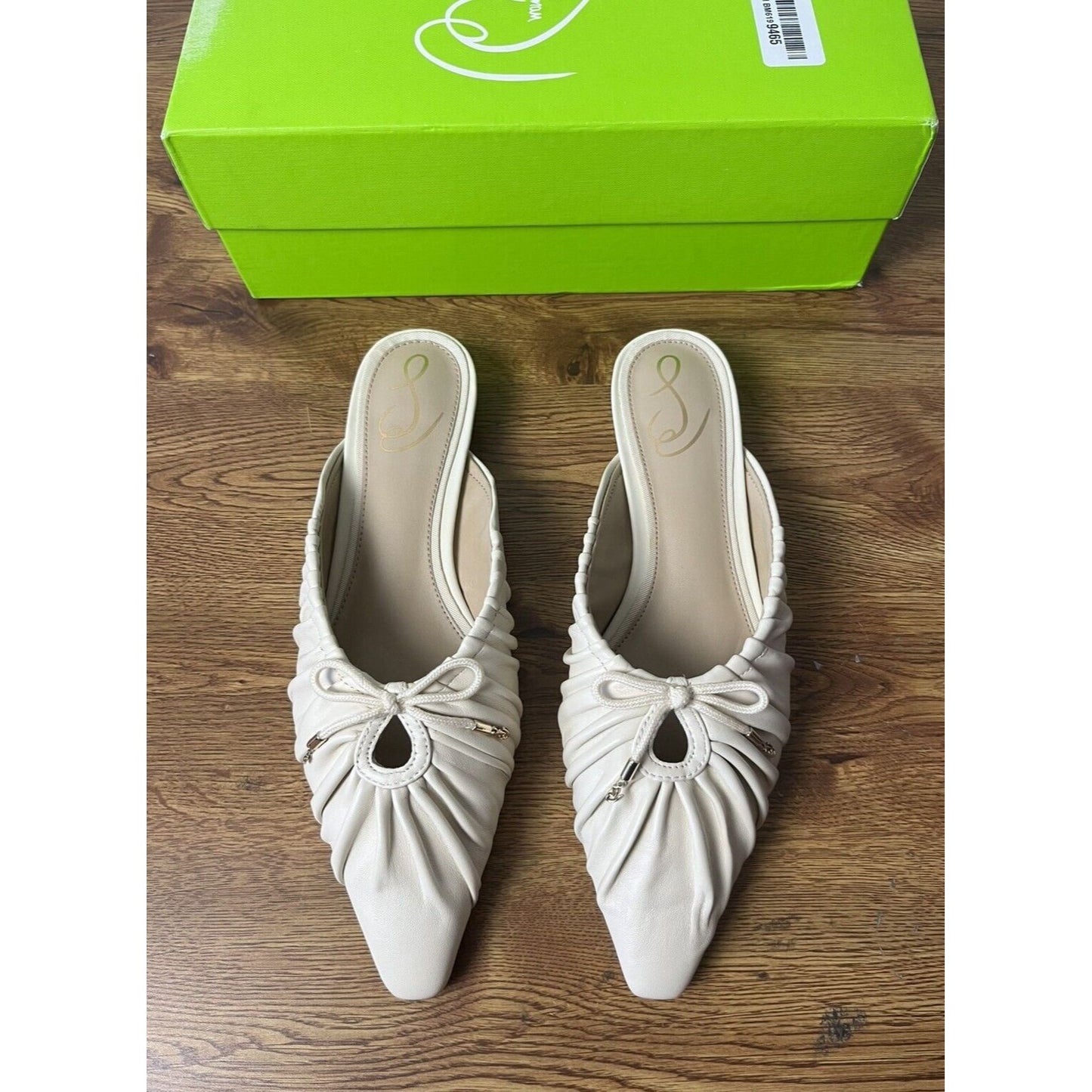 Sam Edelman Womens Julia Ivory Leather Flat Mules Shoes Size 8 Medium