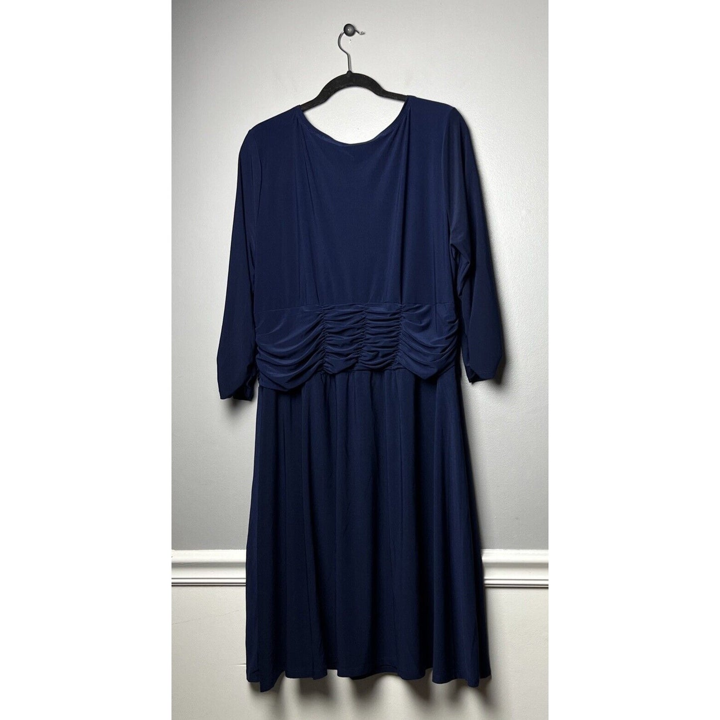 NY Collection NAVY Women's Plus Size Ruched A-line Dress, Size US 2X