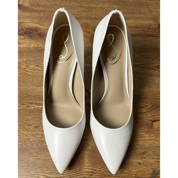 Sam Edelman Size 9 Hazel Pointed Toe Heels Pumps White Leather