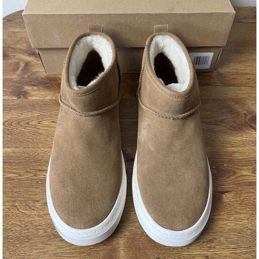 UGG ALAMEDA MINI CHESTNUT SUEDE SHEARLING ANKLE WOMEN'S BOOTS SIZE US 9.5
