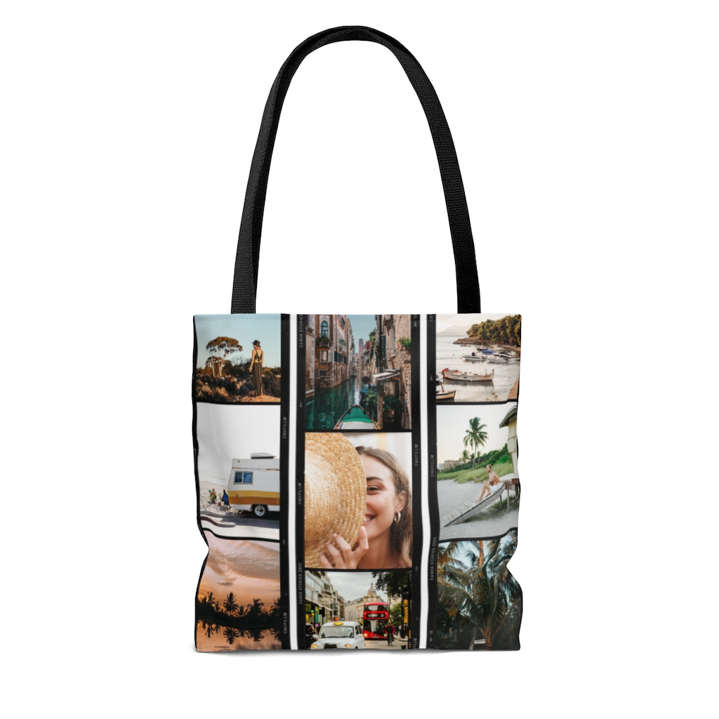 Custom printed travel collage AOP Tote Bag