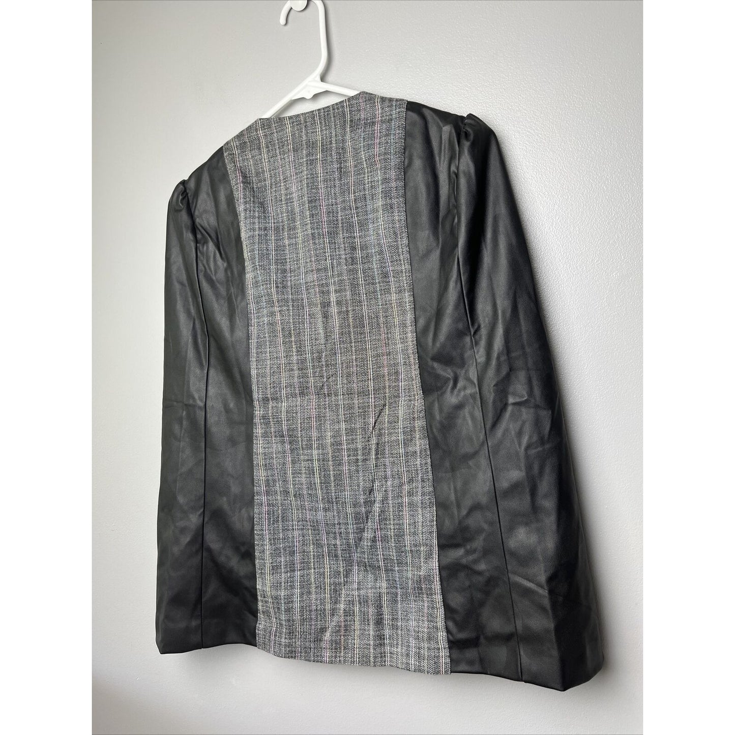 BCBGeneration Faux-Leather-Sleeve Tweed Blazer Size XS