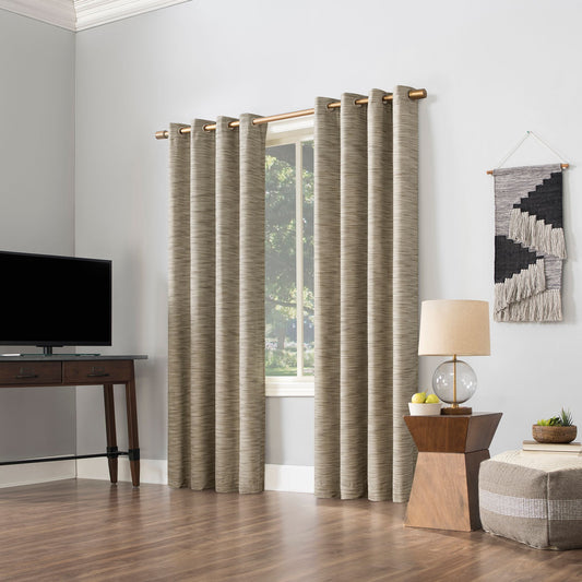 Sun Zero® Kamali Textured Strie Thermal Extreme Blackout 96-Inch Curtain in Dune (Single)