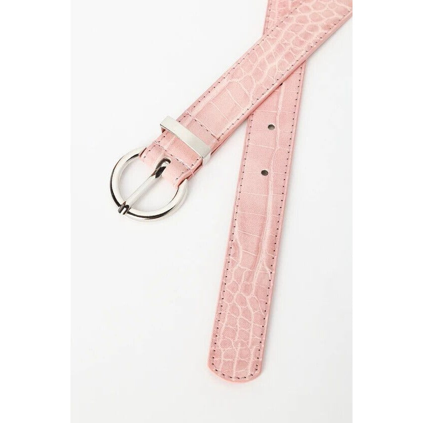 New Pink Crocodile Leather Skin Women's Embossed Belt 35 inch Size XS/S