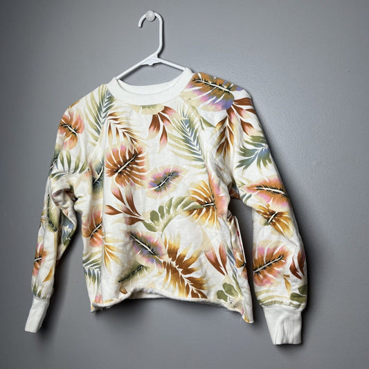 Billabong Women's Ivory Tropical Cut Off Crew Pullover Sweatshirt Size XS