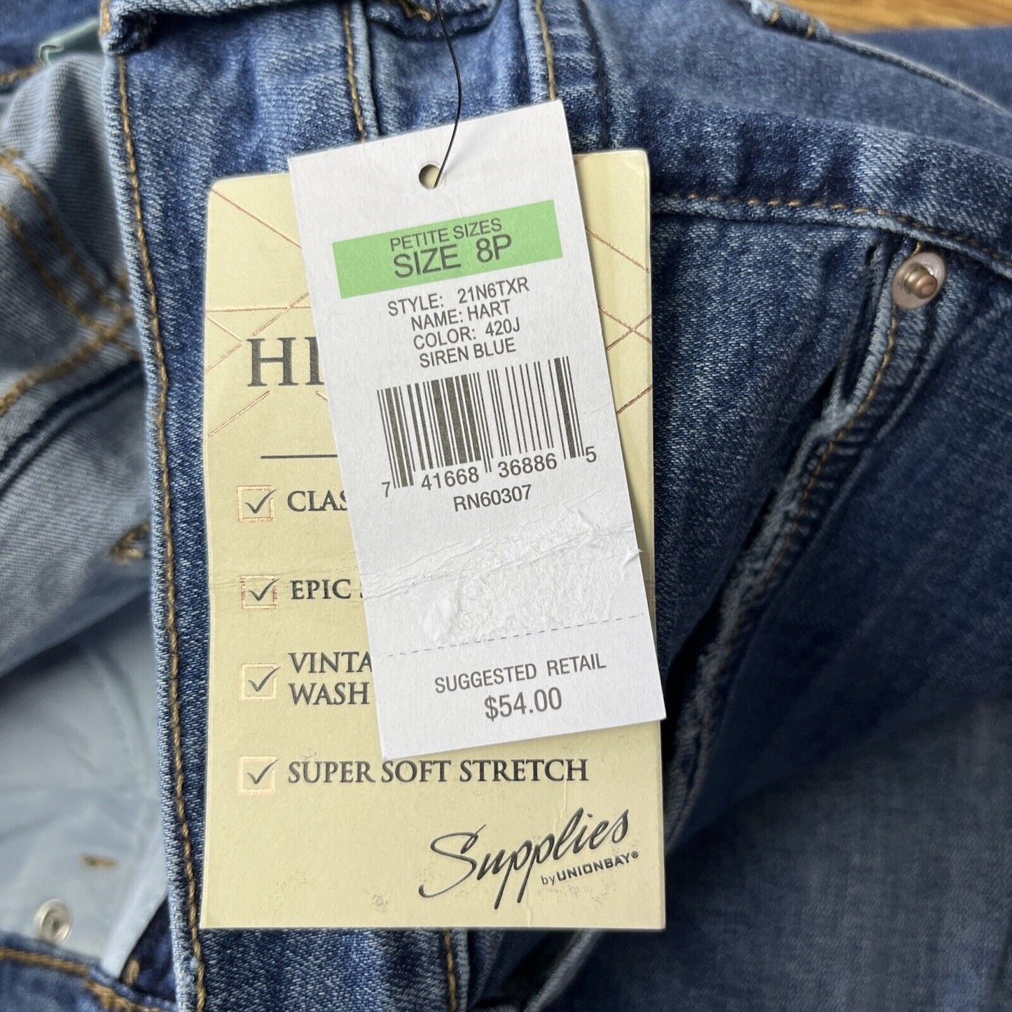 Supplies x Union Bay Maren High Rise Distressed Slim Straight Jeans NWT - Sz 8P