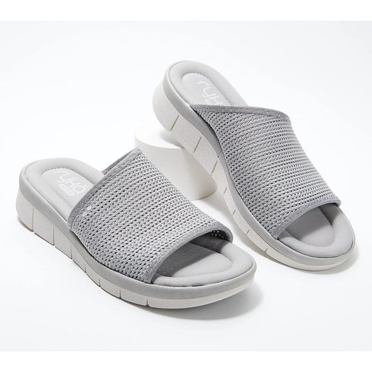 Ryka Women Knit Slide Sandals with Plush Fit Ellie $66 Grey SZ 10 W A469901
