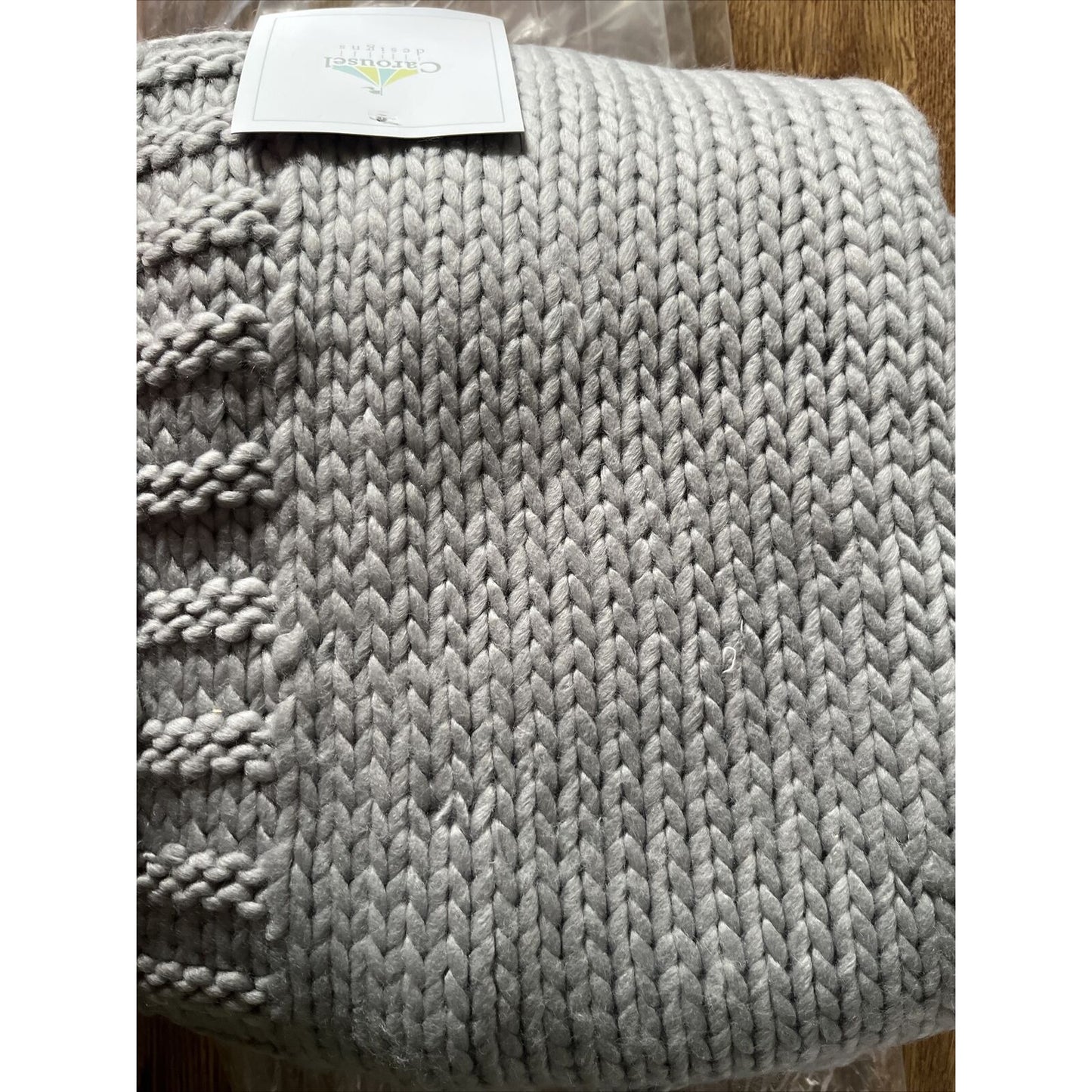 NoJo Kimberly Grant Large Gauge Cable Knit Baby Blanket in Grey Size 38" x 42"