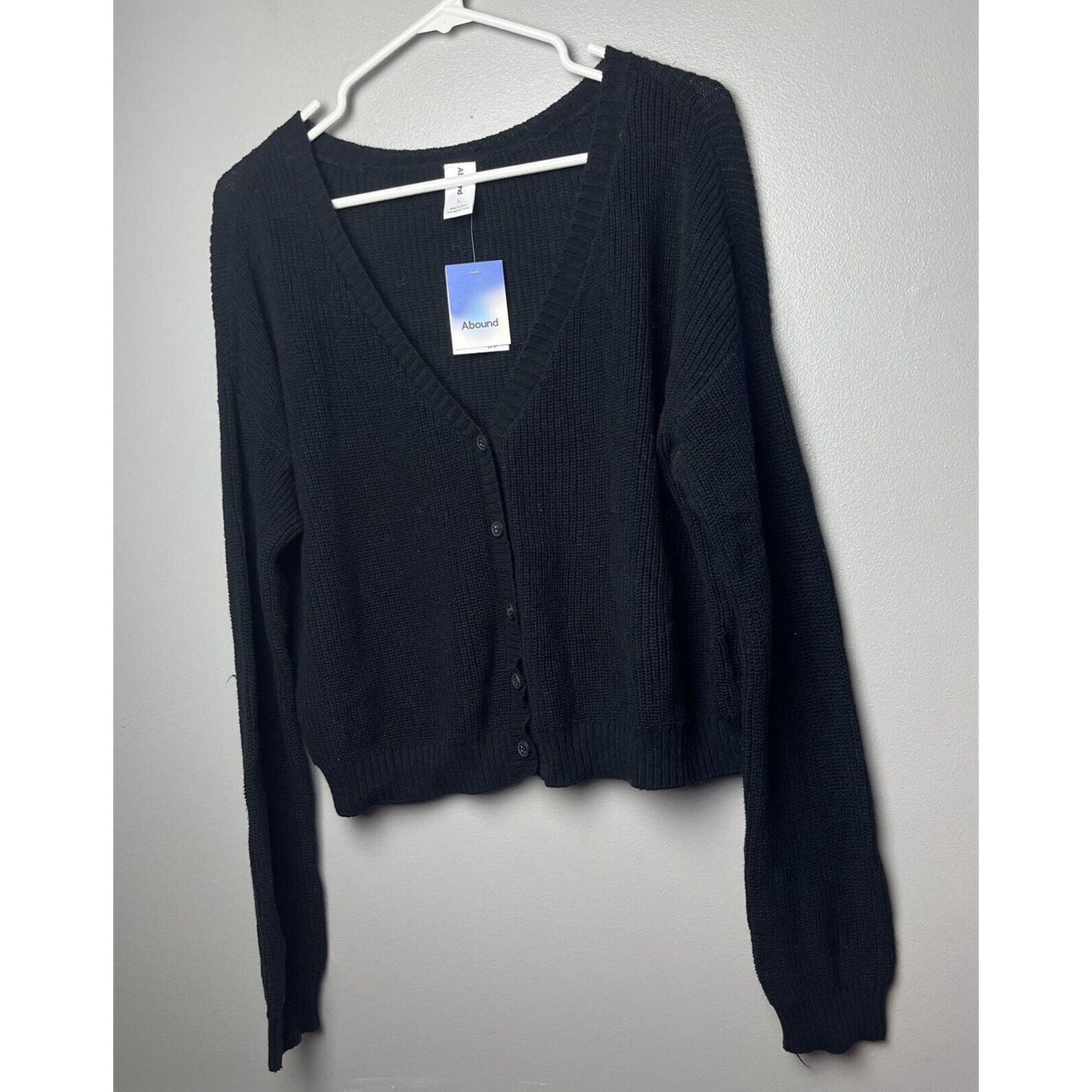 Abound Womens Button Front Knit Weekend Cardigan Black Size Large