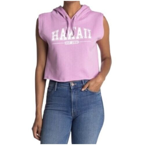 Abound NWT Fuchsia Pink Hawaii Graphic Sleeveless Hooded Pullover Sweatshirt M