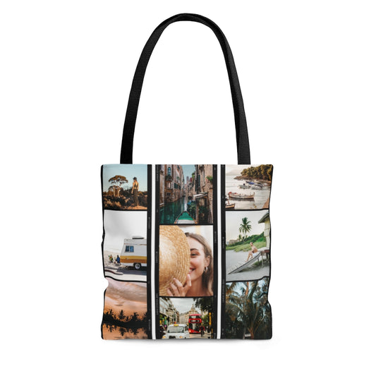 Custom printed travel collage AOP Tote Bag