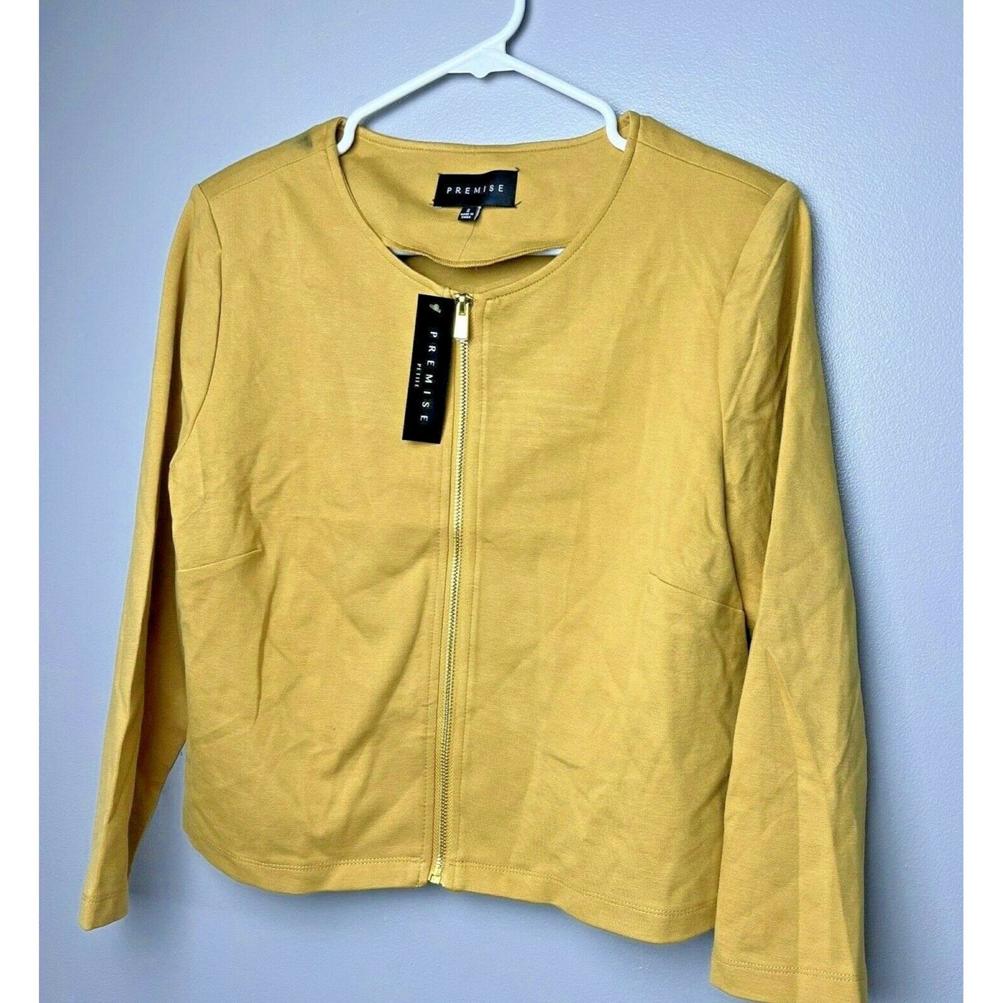 Premise Zip Front Ponte Jacket French Gold Size Small