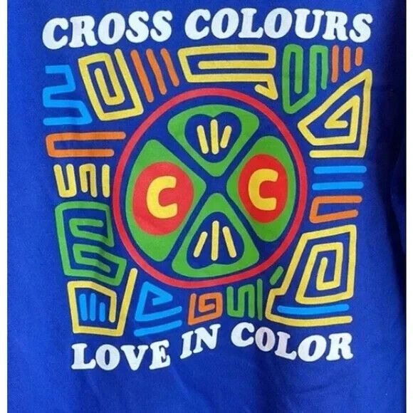 Cross Colours “Love In Color” Blue Hoodie Size Medium