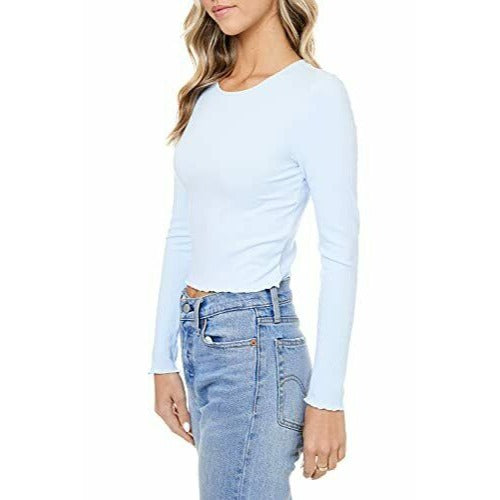 Elodie Women's Cut Out Back T Shirts with Long Sleeve | Casual Knit Top Size L