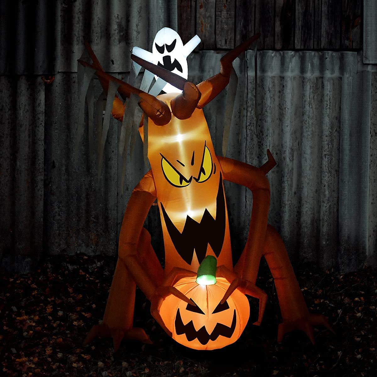 Inflatable Outdoor Ghost Tree with Pumpkin
