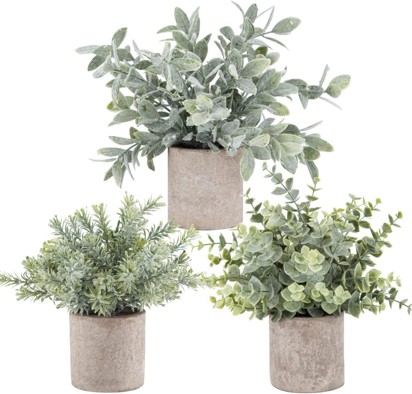 Aldricx® 3 Mini Potted Fake Plants for Home Office Décor