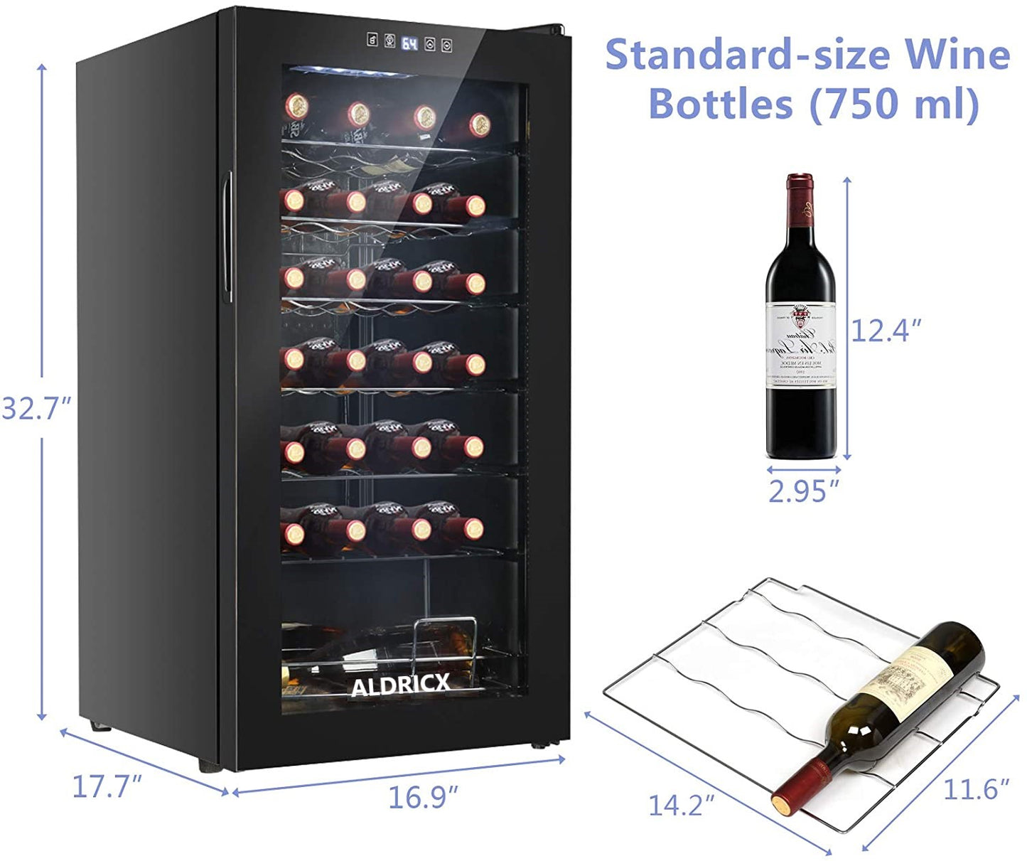 Aldricx® Wine Cooler Fridge 28 bottles Wine Chiller