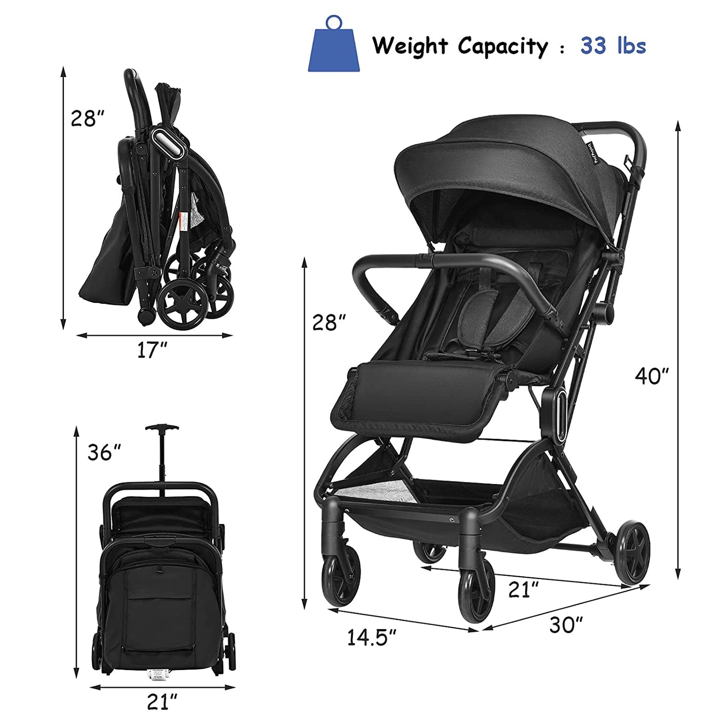 Peachy® Lightweight Baby/Infant Stroller
