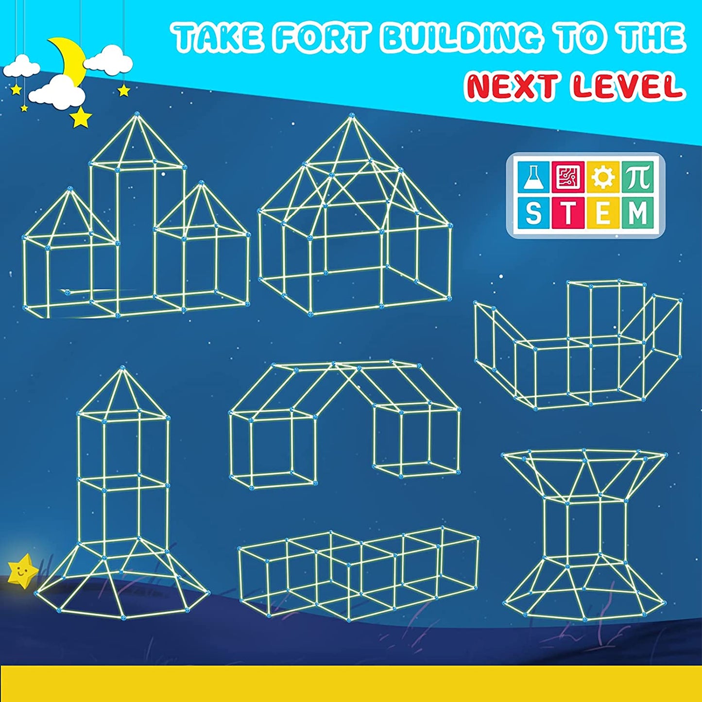 Peachy® Kids Luminous Fort Building Kit for Indoor & Outdoor