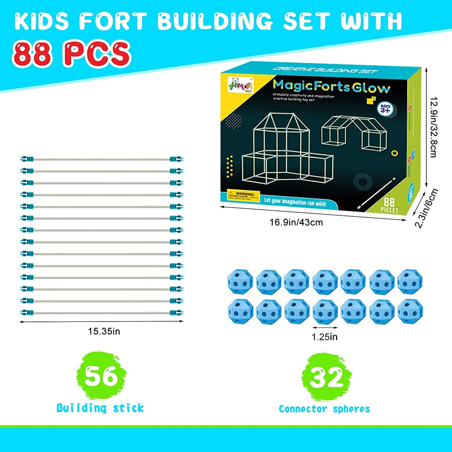 Peachy® Kids Luminous Fort Building Kit for Indoor & Outdoor