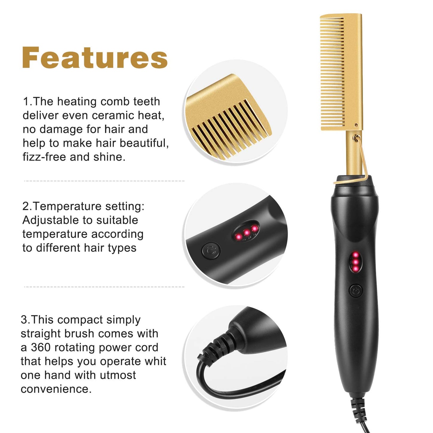 Evlon™ Hot Comb Hair Straightener