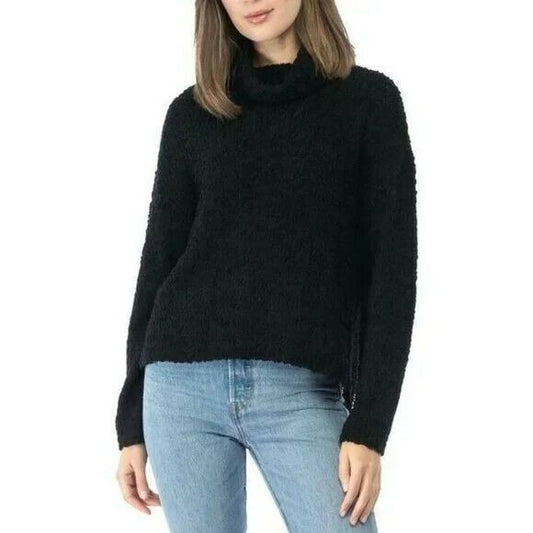 Bobeau Women’s Popcorn Knit Turtleneck Sweater Pullover Black Large NWT