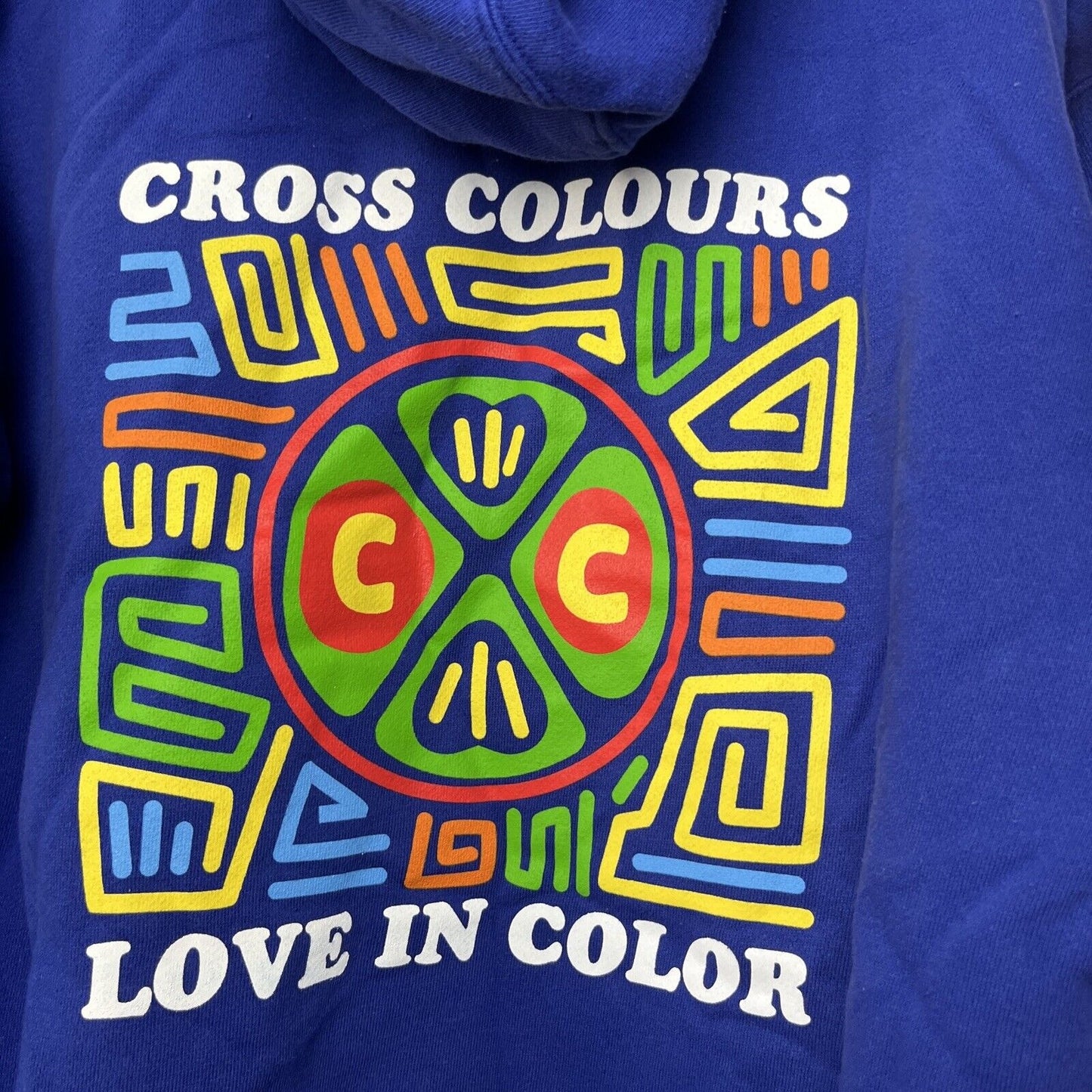 Cross Colours “Love In Color” Blue Hoodie Size Medium