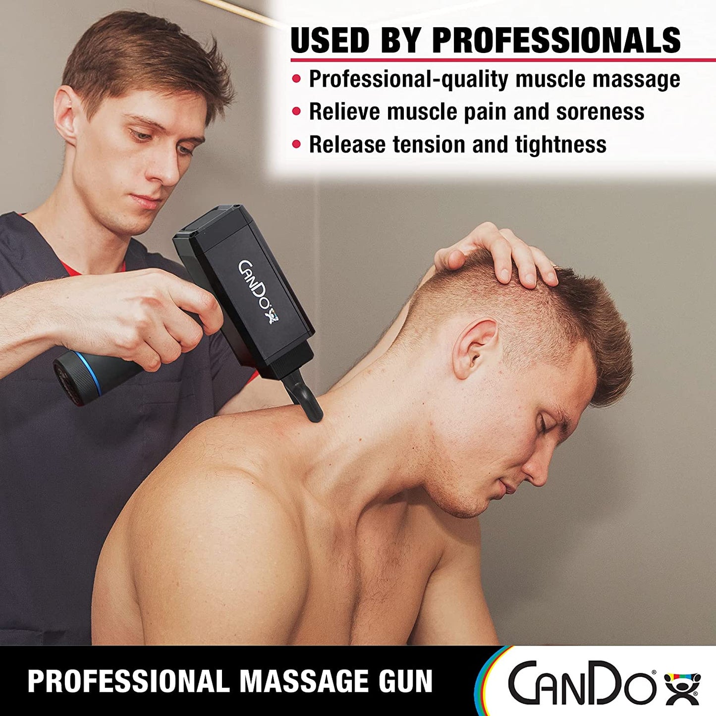 Cando Multi-Speed Vibration Percussion High-Powered Massage Gun with Interchangeable Heads