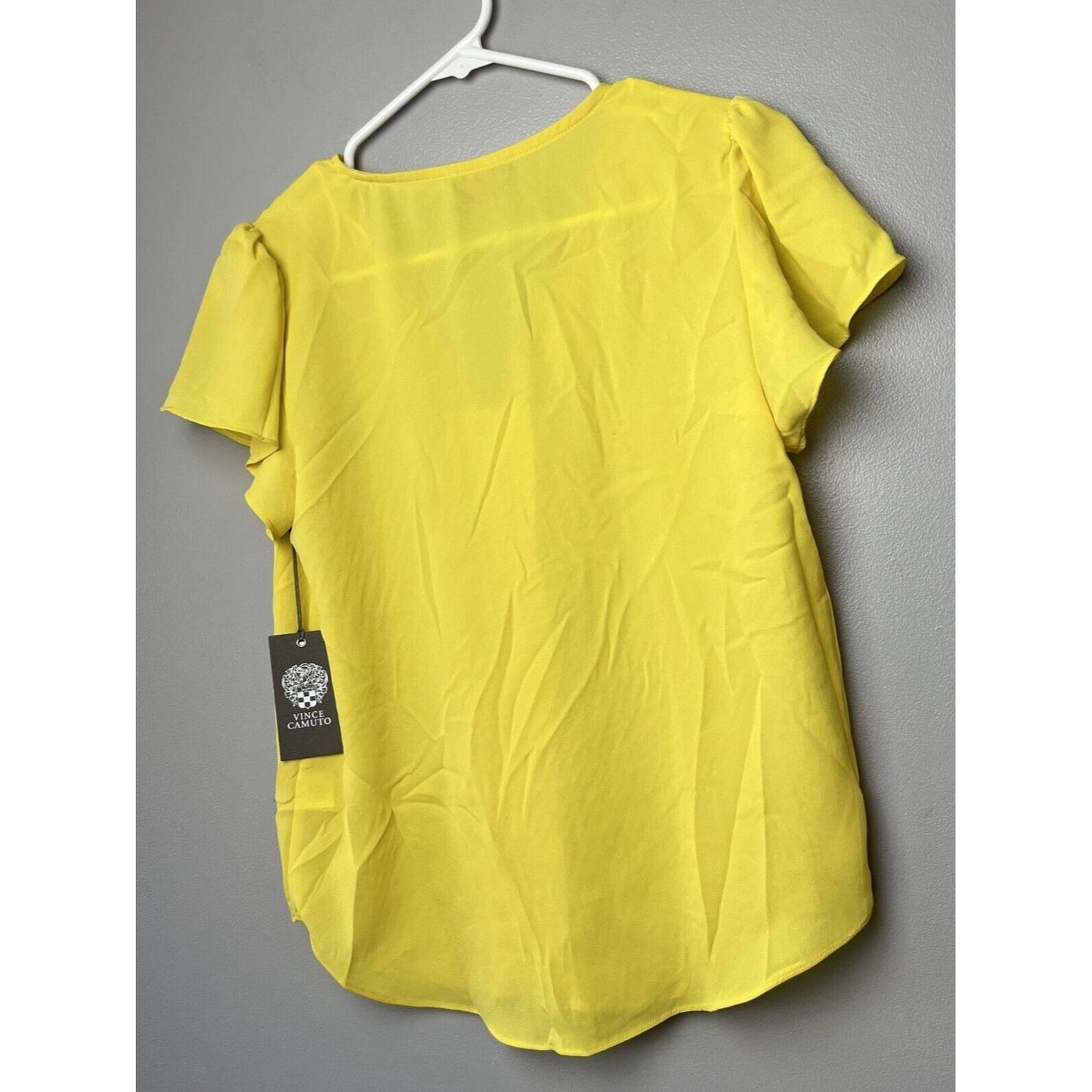 Vince Camuto Rumple Flutter Sleeve Top Size XXS New Solid Yellow