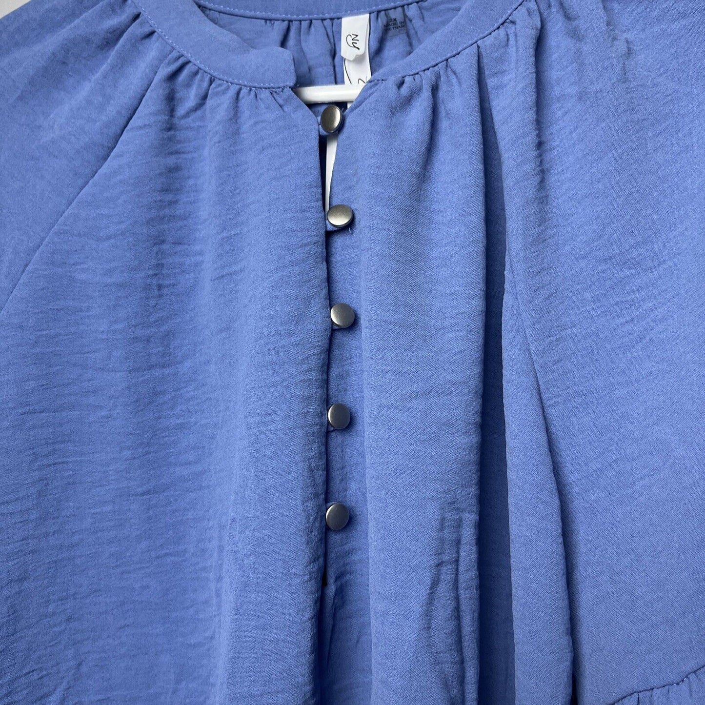 NY Collection Women's Long Sleeve Mandarin Collar Blouse Top Size 2X