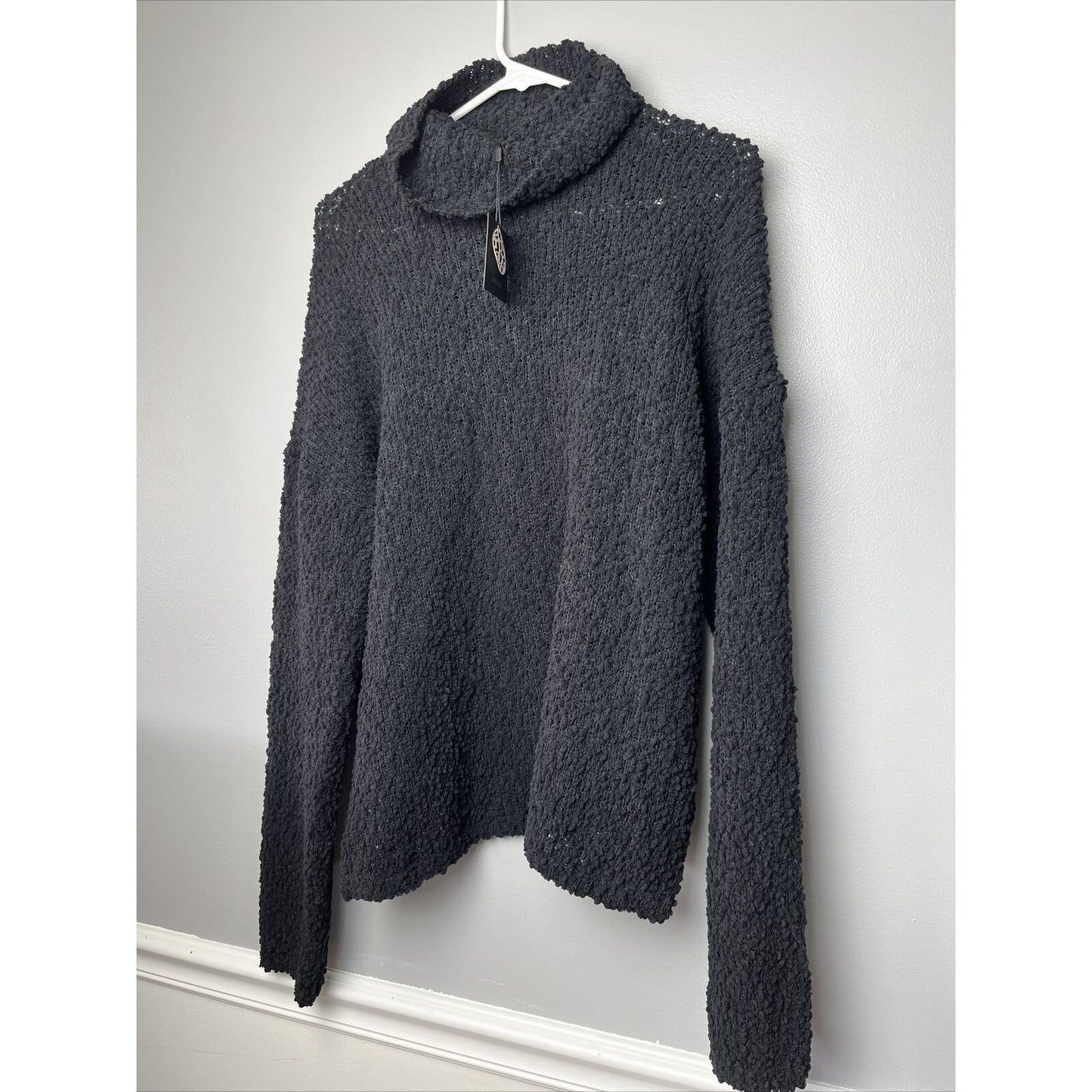 Bobeau Women’s Popcorn Knit Turtleneck Sweater Pullover Black Large NWT
