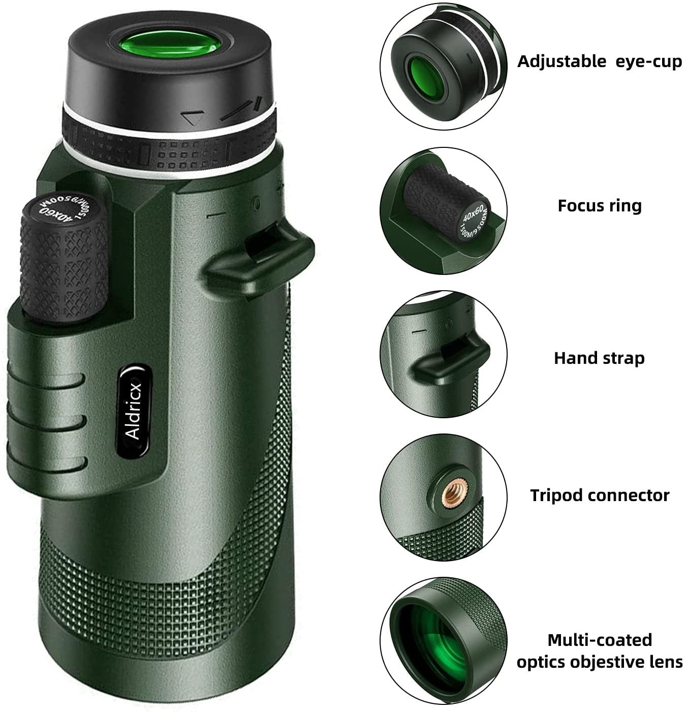 Aldricx® 40X60 Monocular Telescope with Smartphone Holder & Tripod