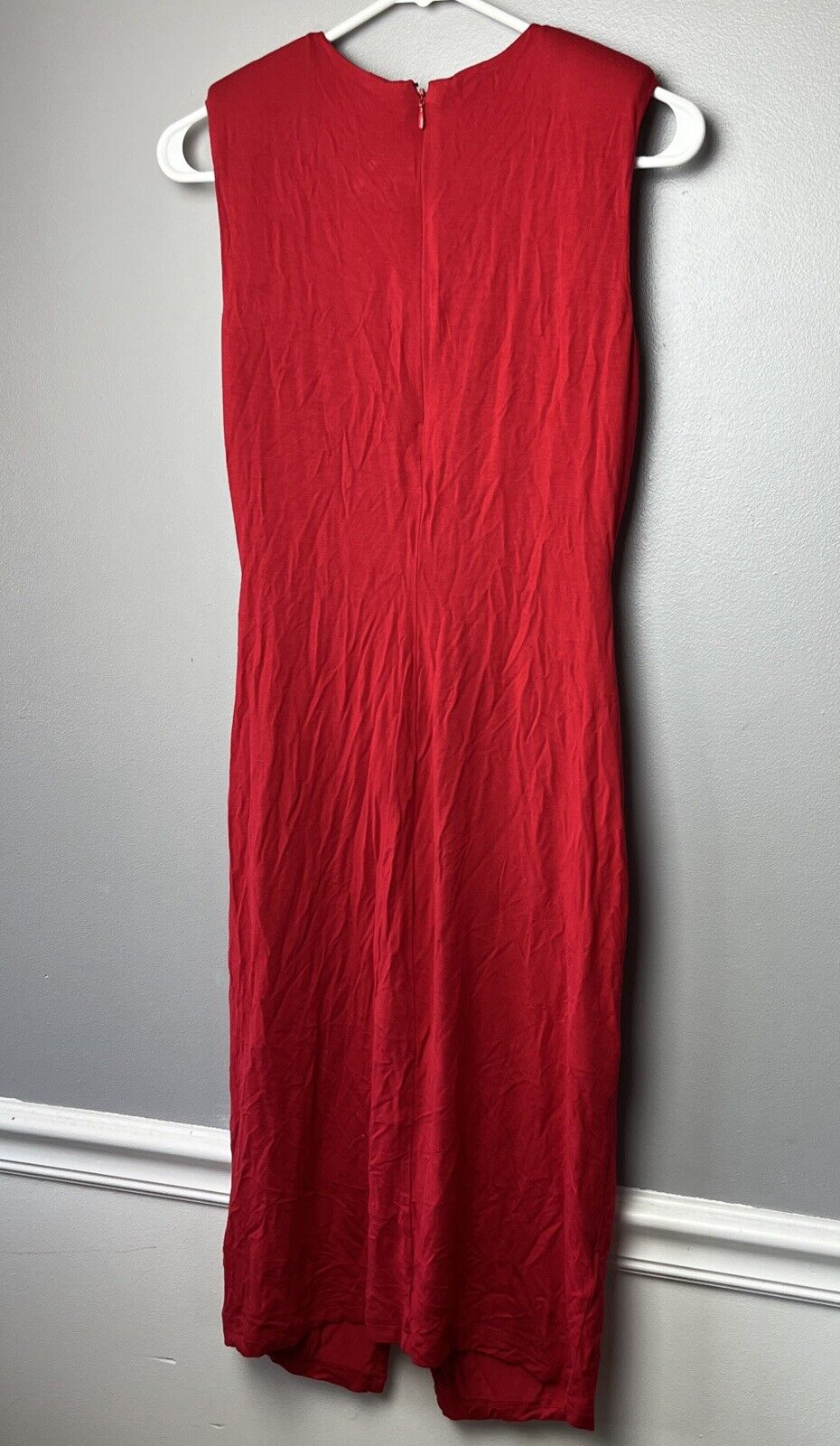 CALVIN KLEIN Womens Red Twist Front Jersey-knit Unlined Sleeveless Dress 2